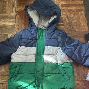 Carter's Blue and Green Hooded Puffer Jacket
